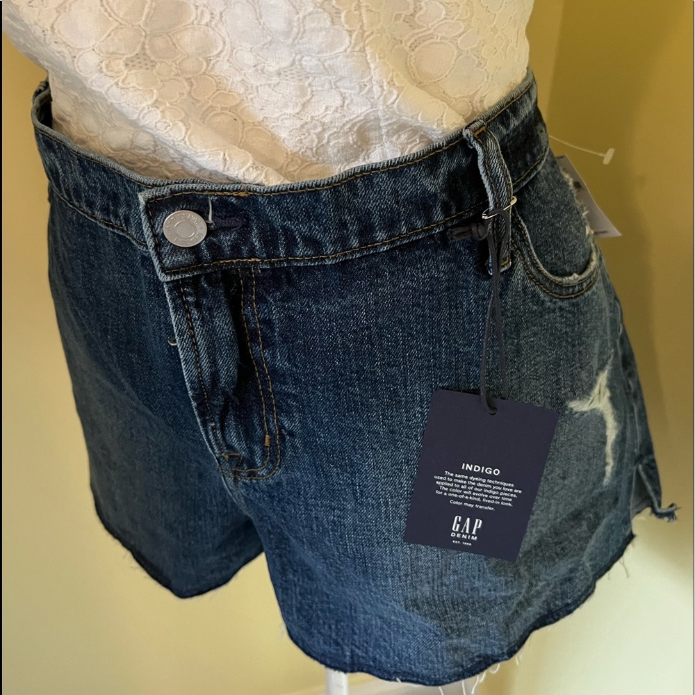 GAP 34 Denim Jean Indigo Cut Offs Dark Wash 3 inch Shorts NWT